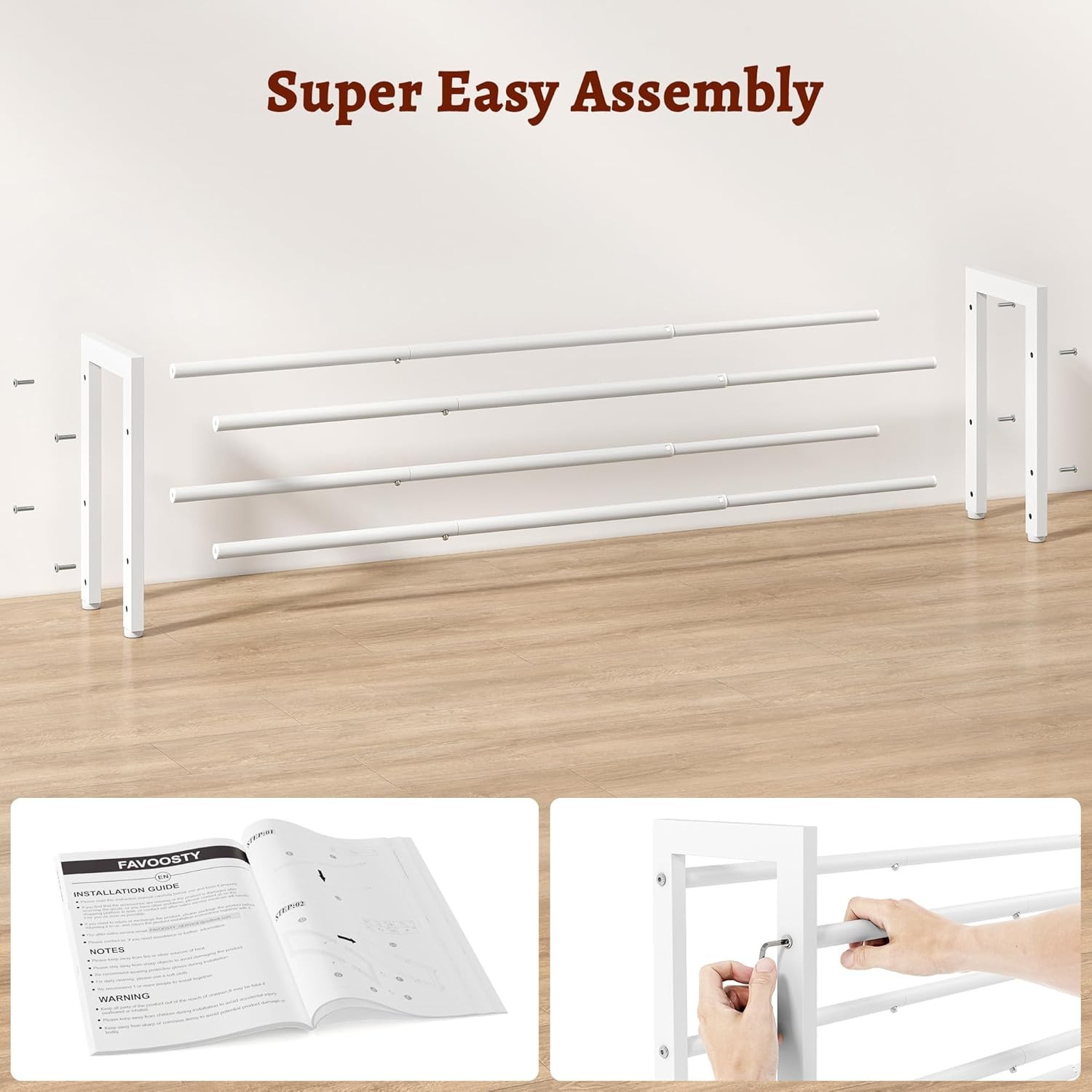 2-Tier Expandable Shoe Rack, Adjustable Shoe Shelf Storage Organizer Space