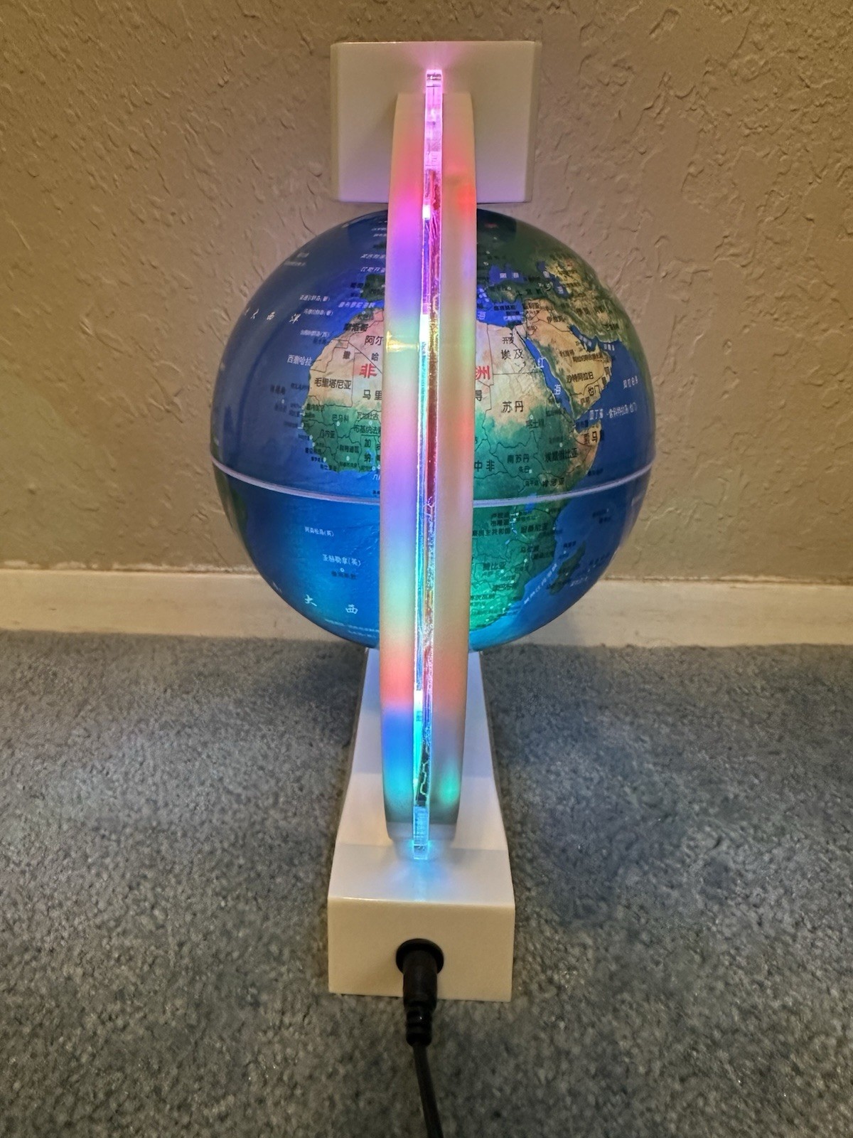 Round LED World Map Floating Globe Magnetic Levitation