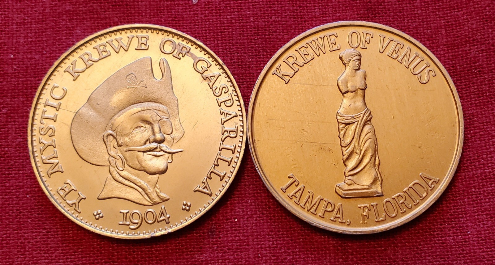 Vintage Ye Mystic Krewe of Gasparilla & Venus Pirate Festival Tampa FL Coins
