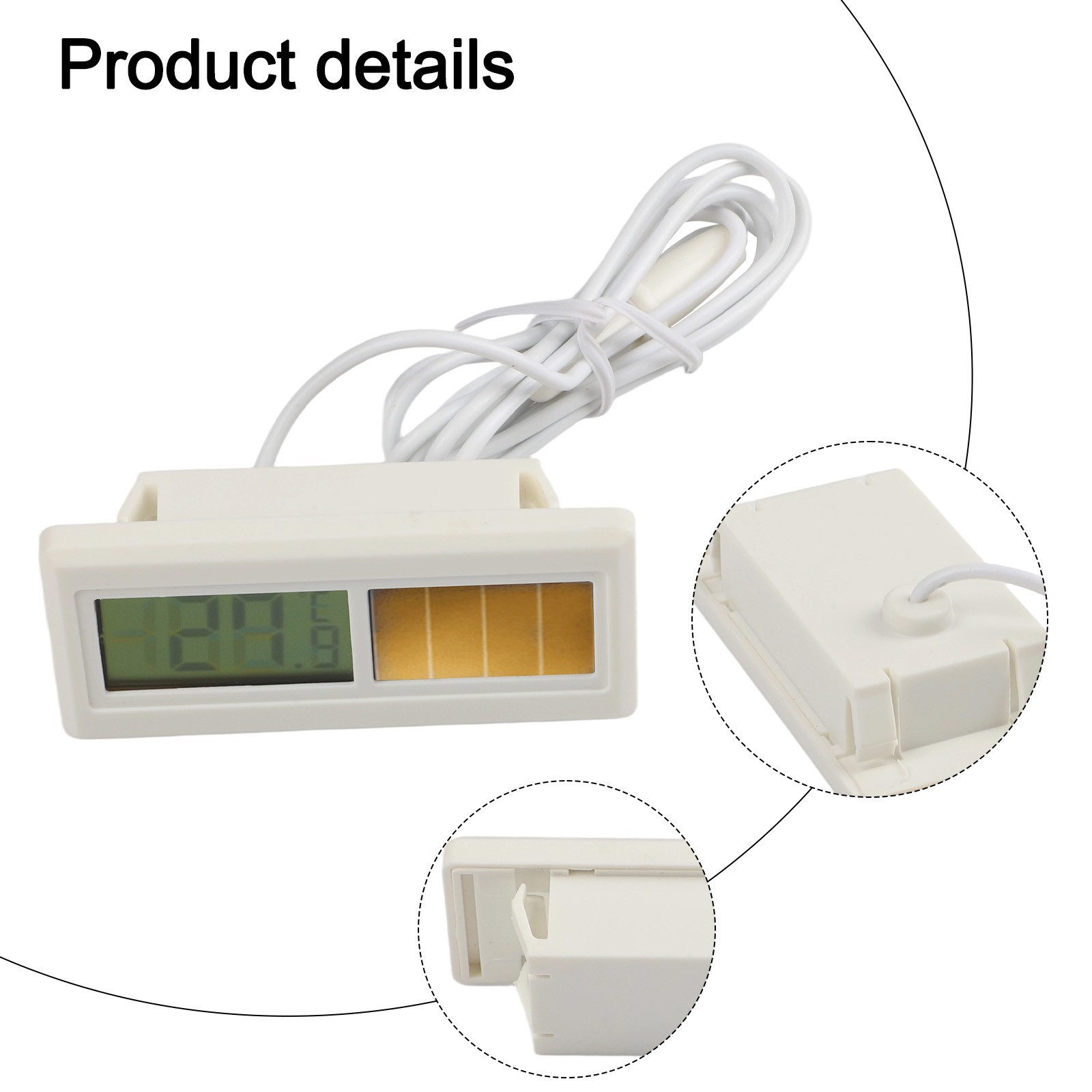 Portable Solar LCD Thermometer Sensor with Waterproof Design and Long Cable