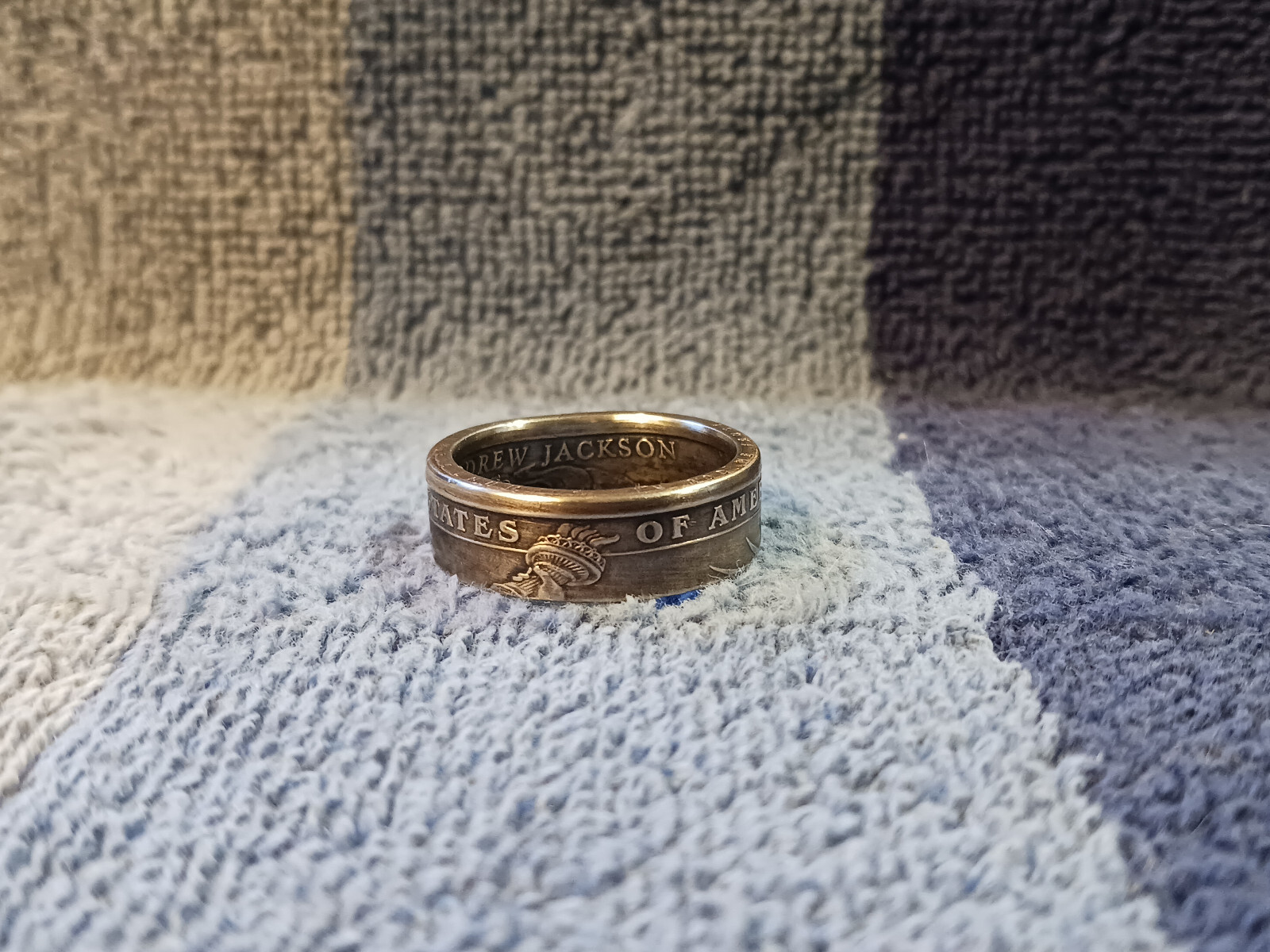 2008 A. Jackson Handcrafted 1 Dollar Coin Ring Size 10- 1/2