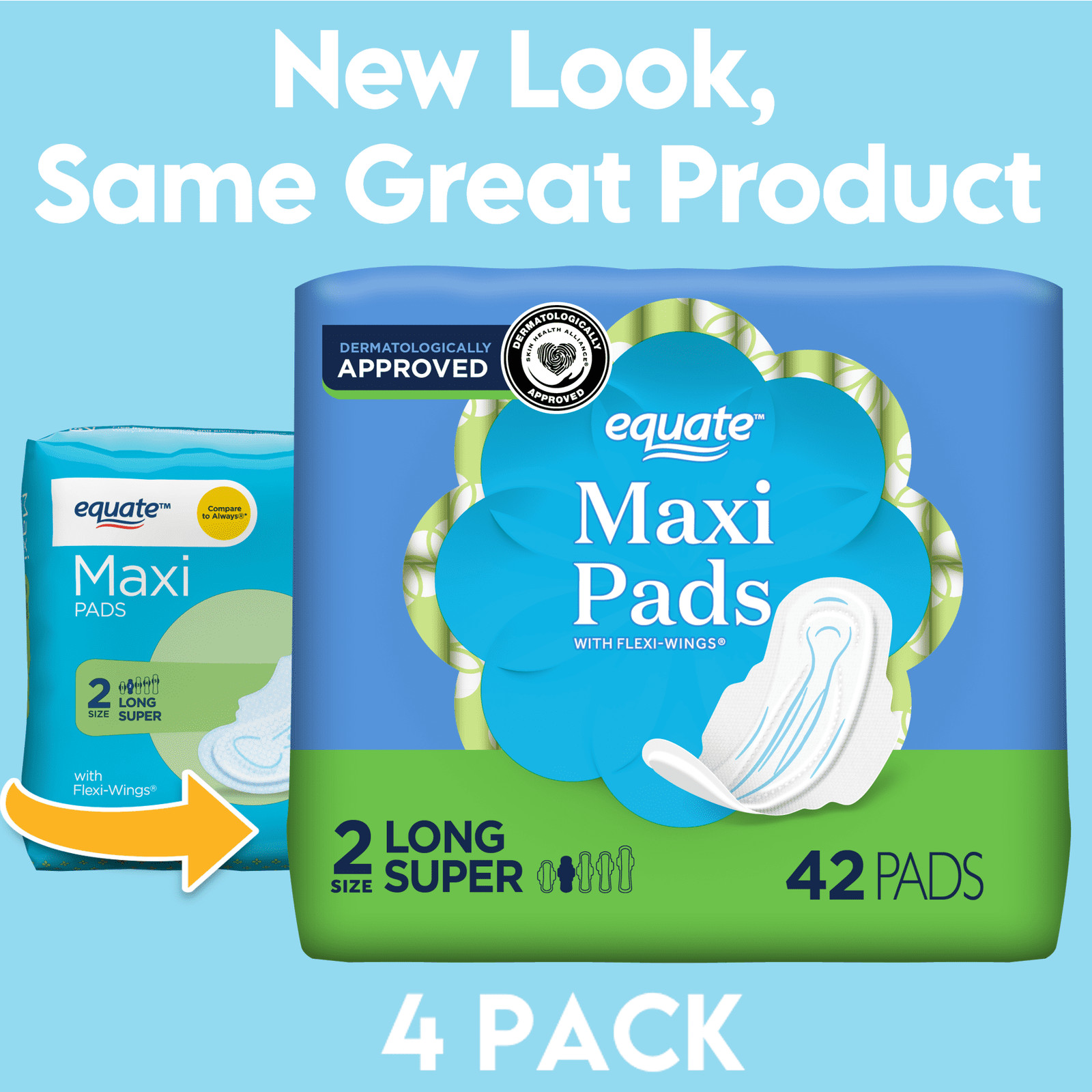Maxi Pads with Flexi-Wings, Unscented, Long Super, Size 2 (42 Count)