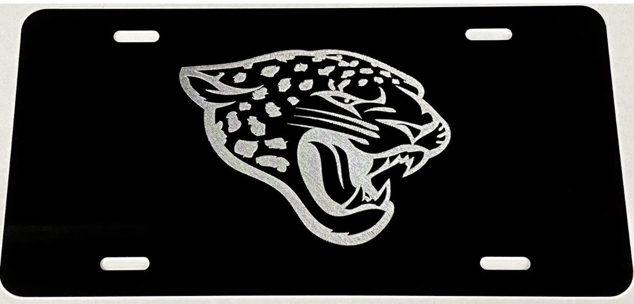 True Engraved Jacksonville Jaguars Car Tag Diamond Etch Front License Plate