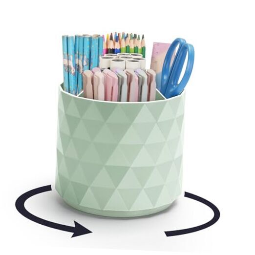 Desk Organizer,Sparkling Diamond-like Pen Holder for Desk 360°Rotating Green