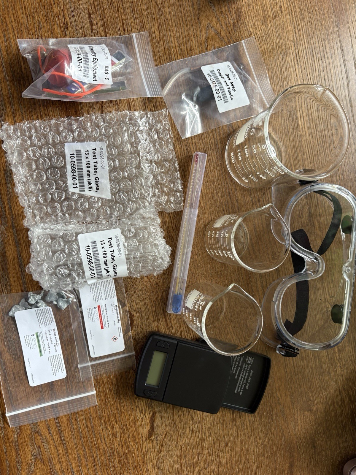 Mini Chemistry Equipment Lot Test Tubes Scale Beaker Goggles