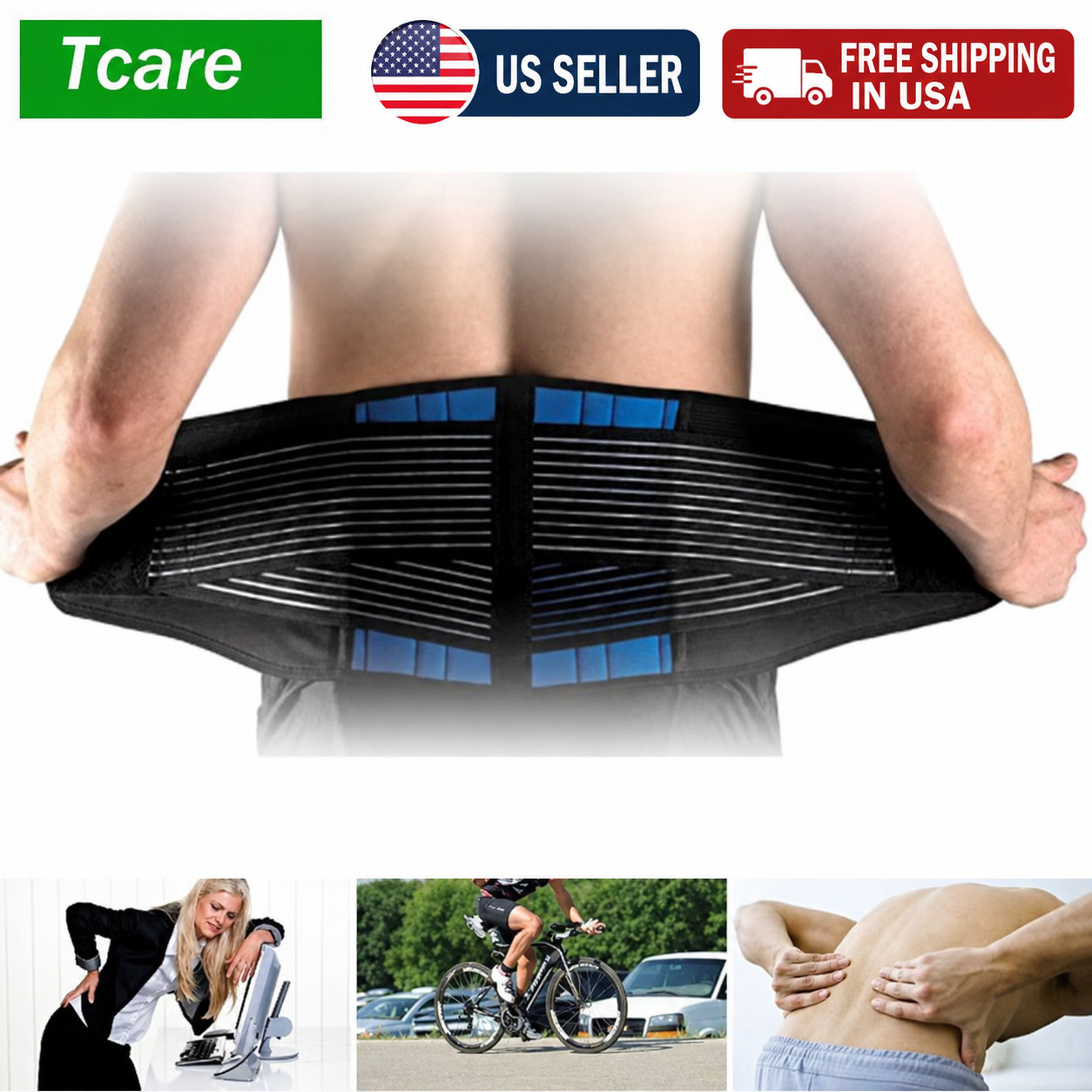 Lower Back Support Brace Lumbar Waist Belt Double Pull Breathable Belt Men Women