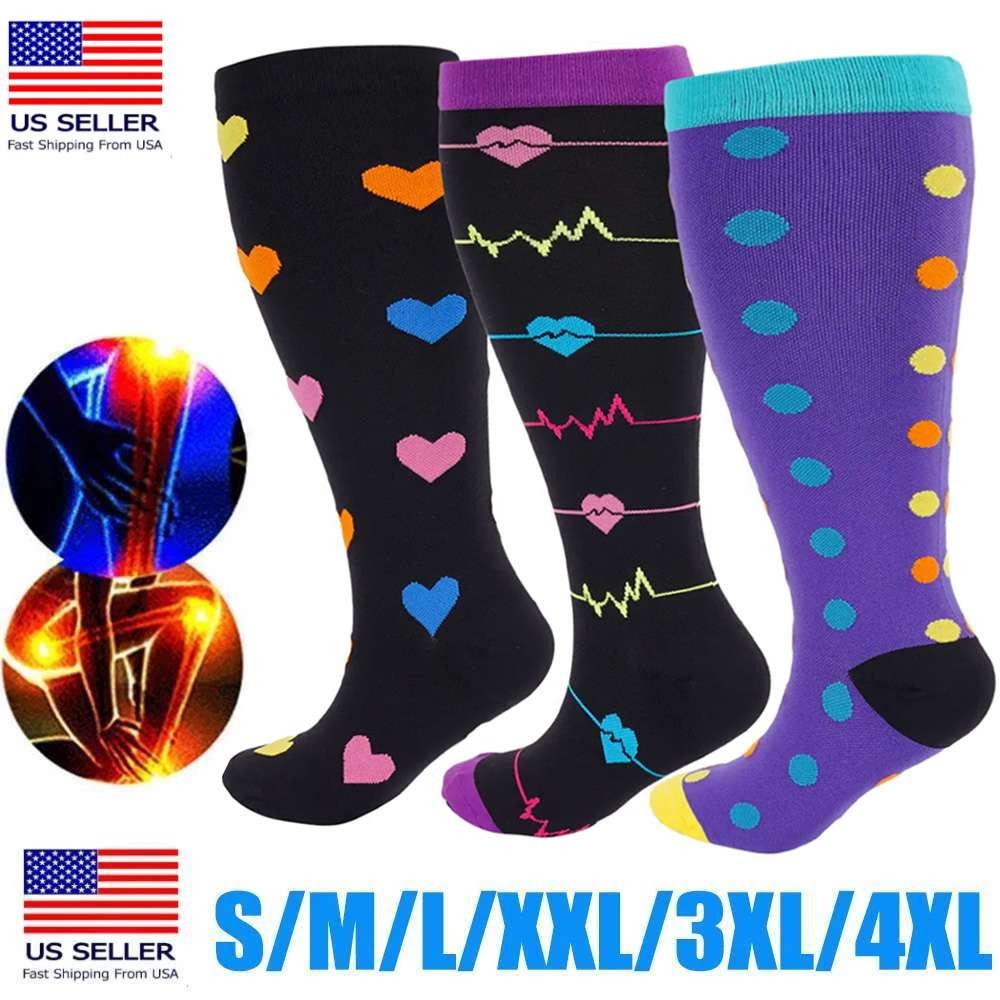 Extra Wide Plus Sized Compression Socks For Men & Women Medical Stockings S-4XL