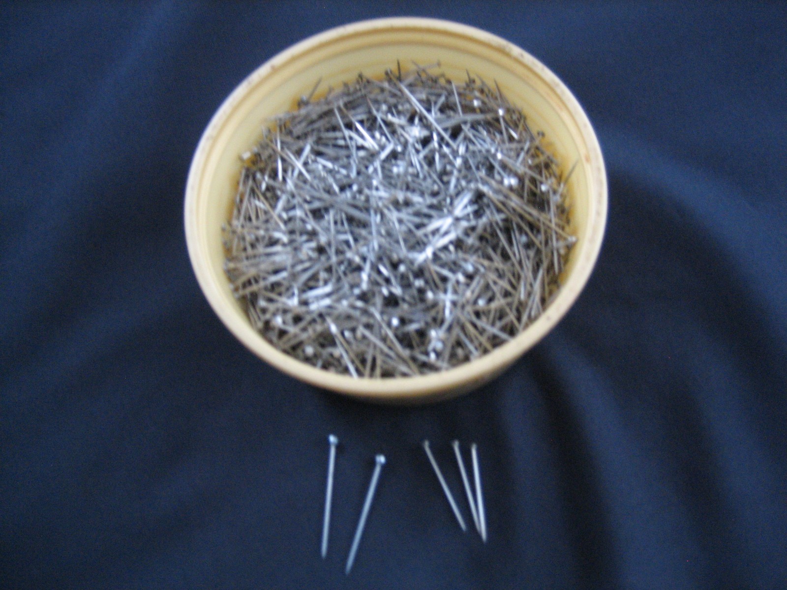 Assort. of Steel Pins (1-1.25") Margarine Tub full of Straight Pins...10+oz.