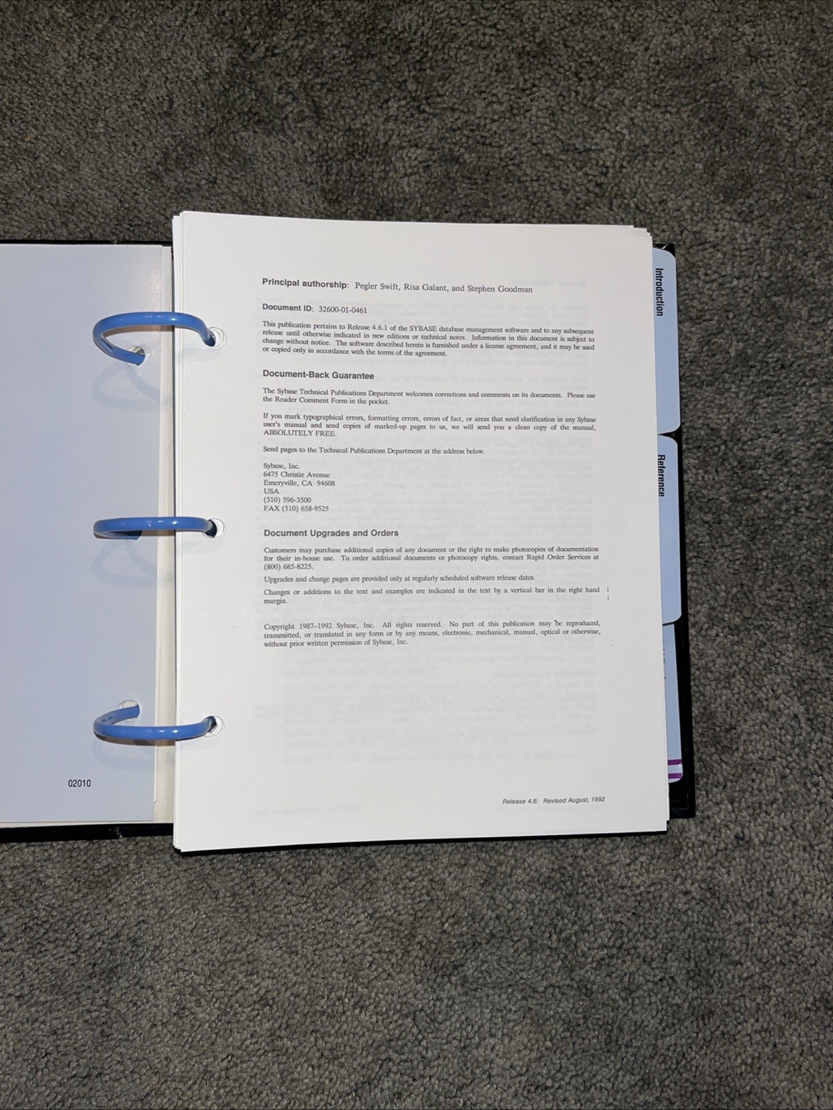 Sybase, Open Client DB-Library/C Reference Manual, Vintage 1992