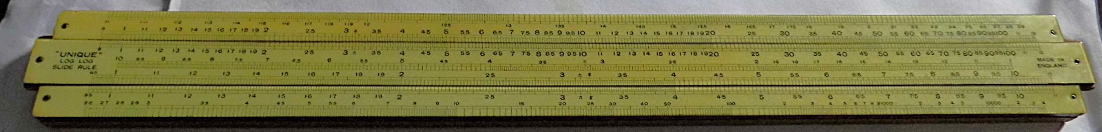 VINTAGE 'THE UNIQUE' ENGLISH MATHEMATICAL SLIDE RULE