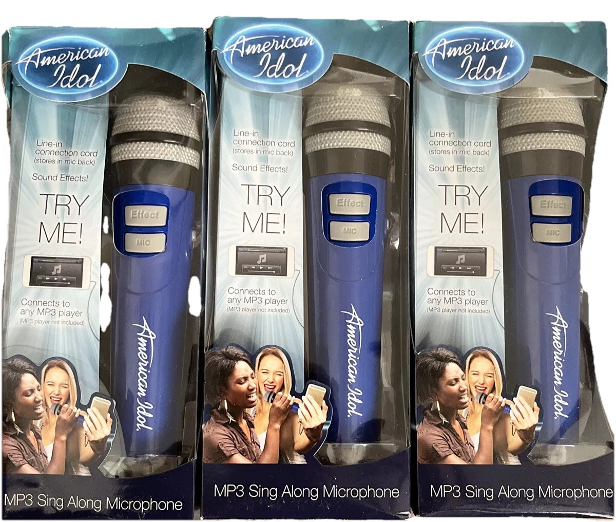 3x American Idol MP3 Sing Along Microphone connects to any mp3 player distressed