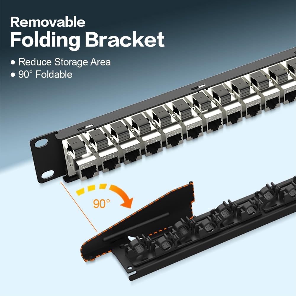 24 Port Cat6 Keystone RJ45 Network Patch Panel 19 Inch Rackmount Shielded