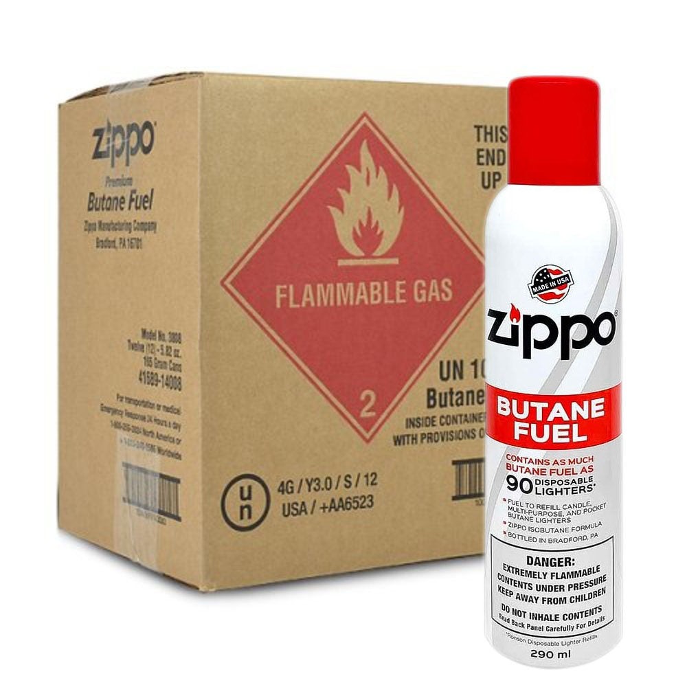 Zippo Premium Butane Fuel, 290ml Cans (12-Cans) #3850