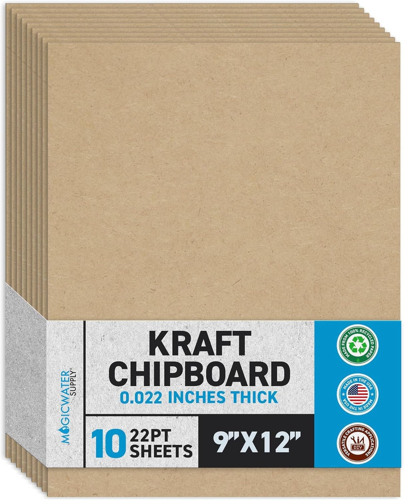 MagicWater Chipboard Sheet for DIY Projects - 9x12 Inch - 10 Pack - 22 pt - H...
