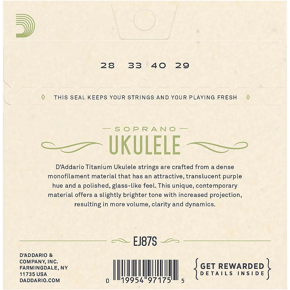 D'Addario EJ87S Titanium Sopranto Ukulele Strings