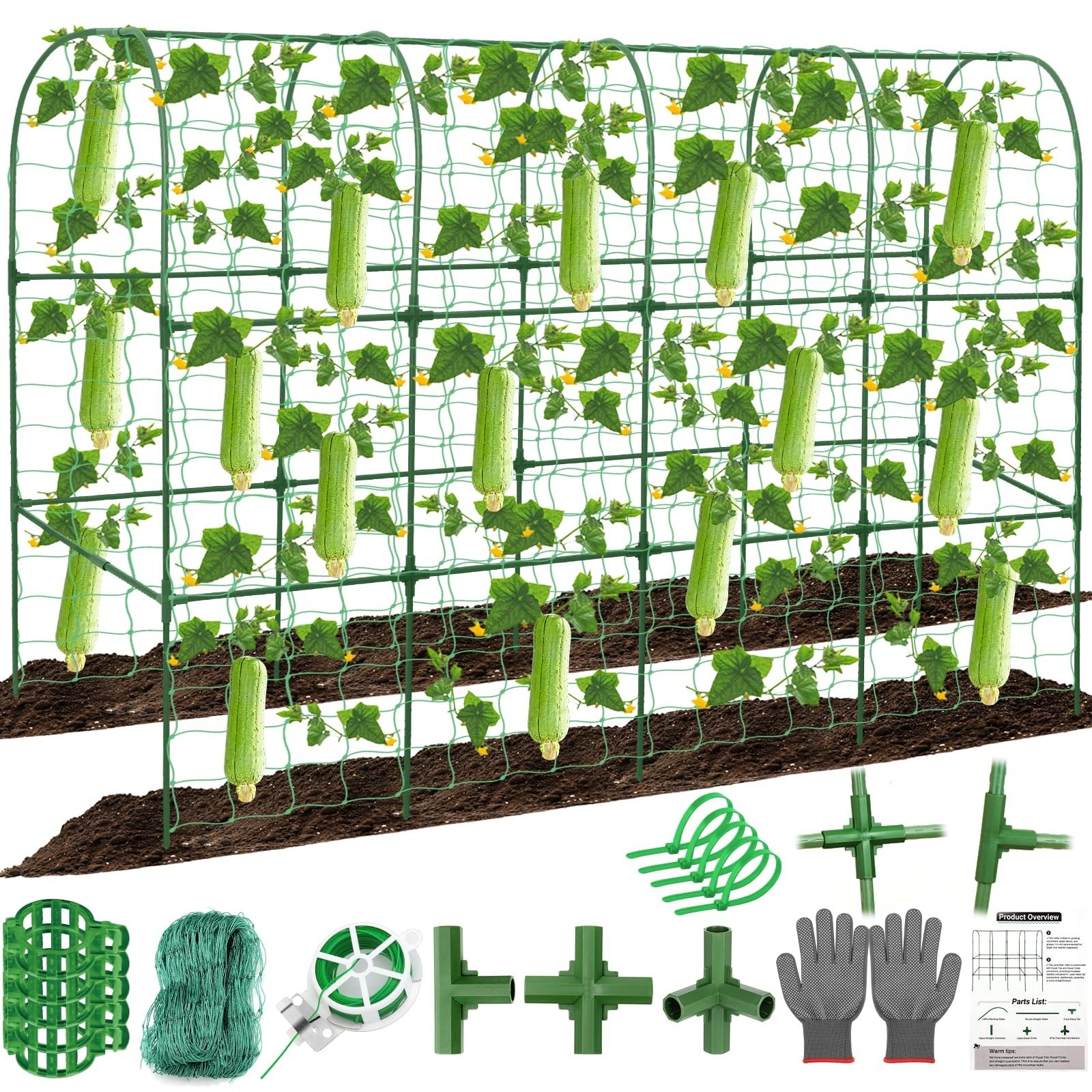 67 x 50 Cucumber Trellis for Raised Bed, U-Shape Metal Large Garden Trellis f...