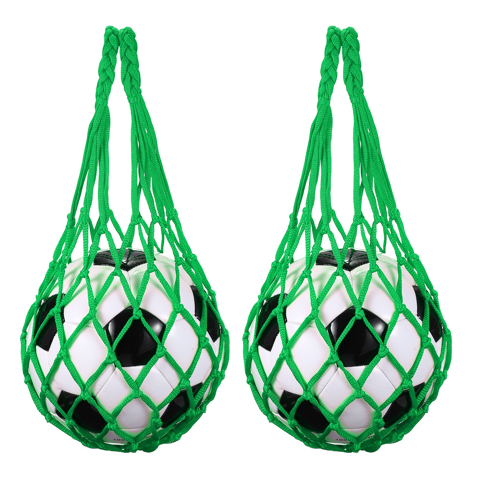 2 Pcs Basketball Net Bags, Nylon Soccer Ball Holder, Green