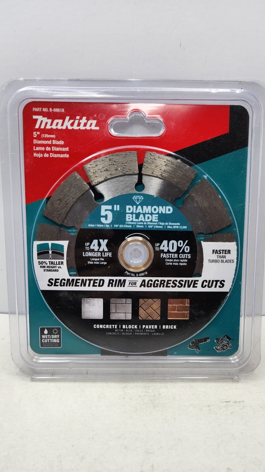MAKITA B-69618 5" SEGMENTED RIM DIAMOND BLADE FOR CONCRETE BLOCK PAVER BRICK