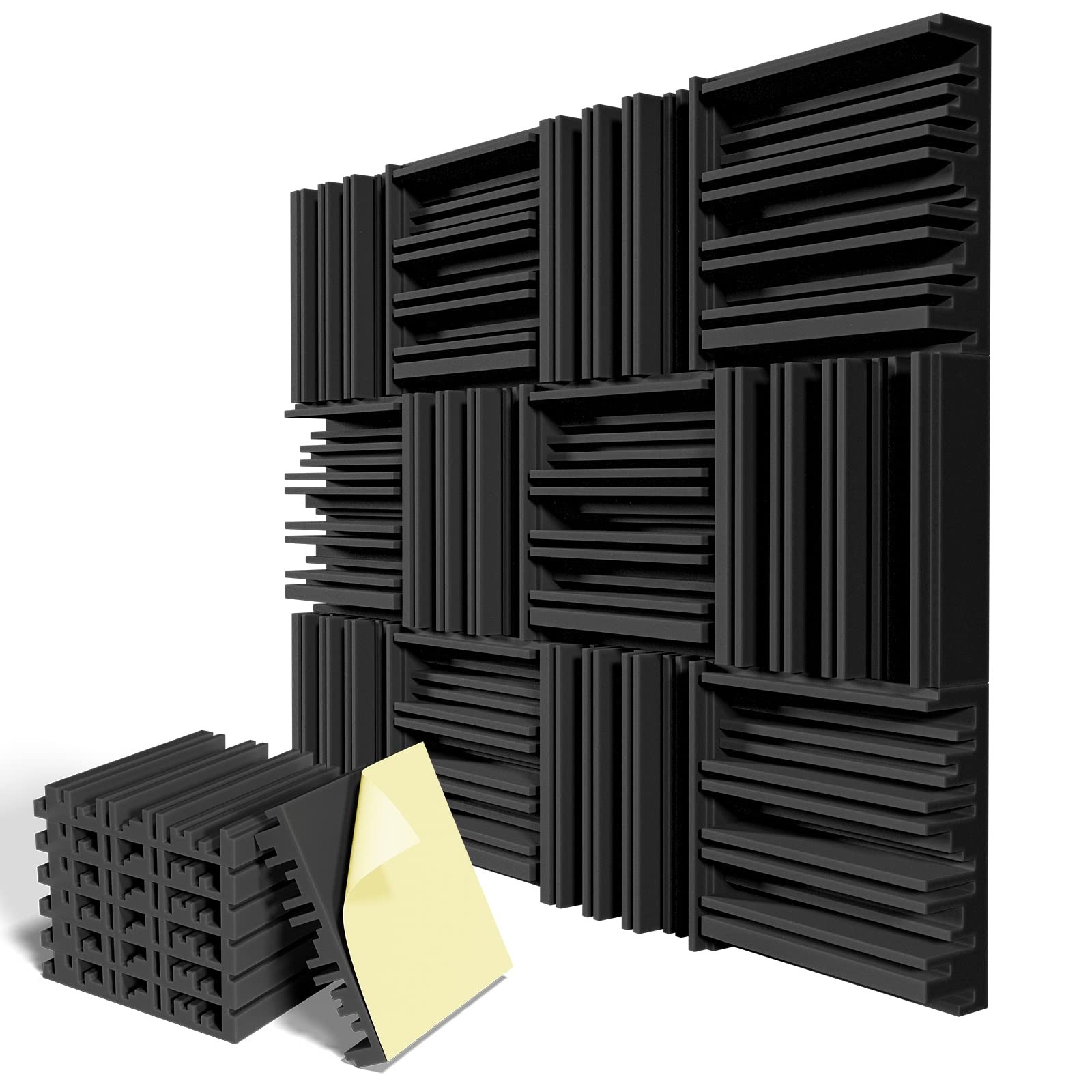 12 Pack SelfAdhesive Sound Proof Foam Panels,12 X 12 X 2 inches Acoustic Foam...