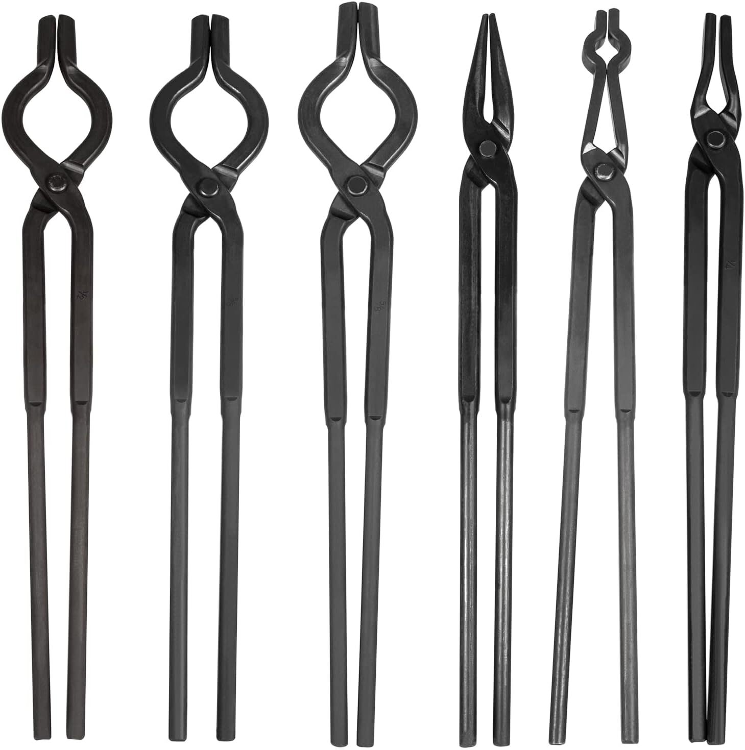 Beginner Blacksmith Tongs Forge Tool Set Anvil Vise Flat Jaw,Pick Up,V-Bit Tongs