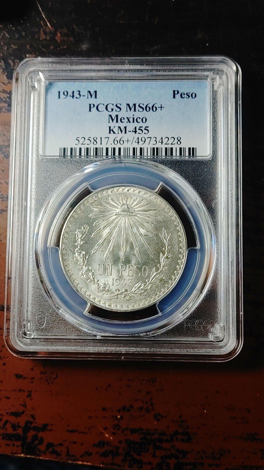1943 M Mexico Silver Un Peso PCGS MS66+ Superb Gem                          4515