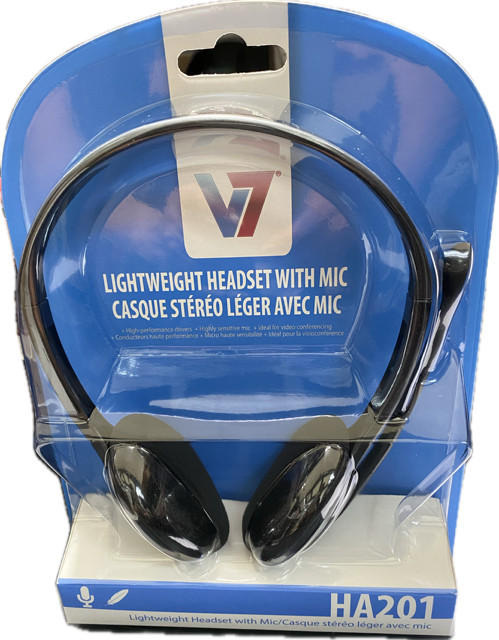 V7 HA201-2NP Lightweight Stereo Headset with Microphone