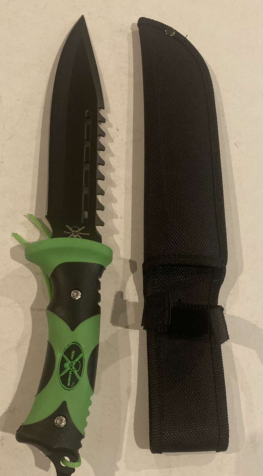 TAC XTREME Fixed 12" Black Blade Knife w/Sheath & Lanyard TX-074GB Frost Cutlery