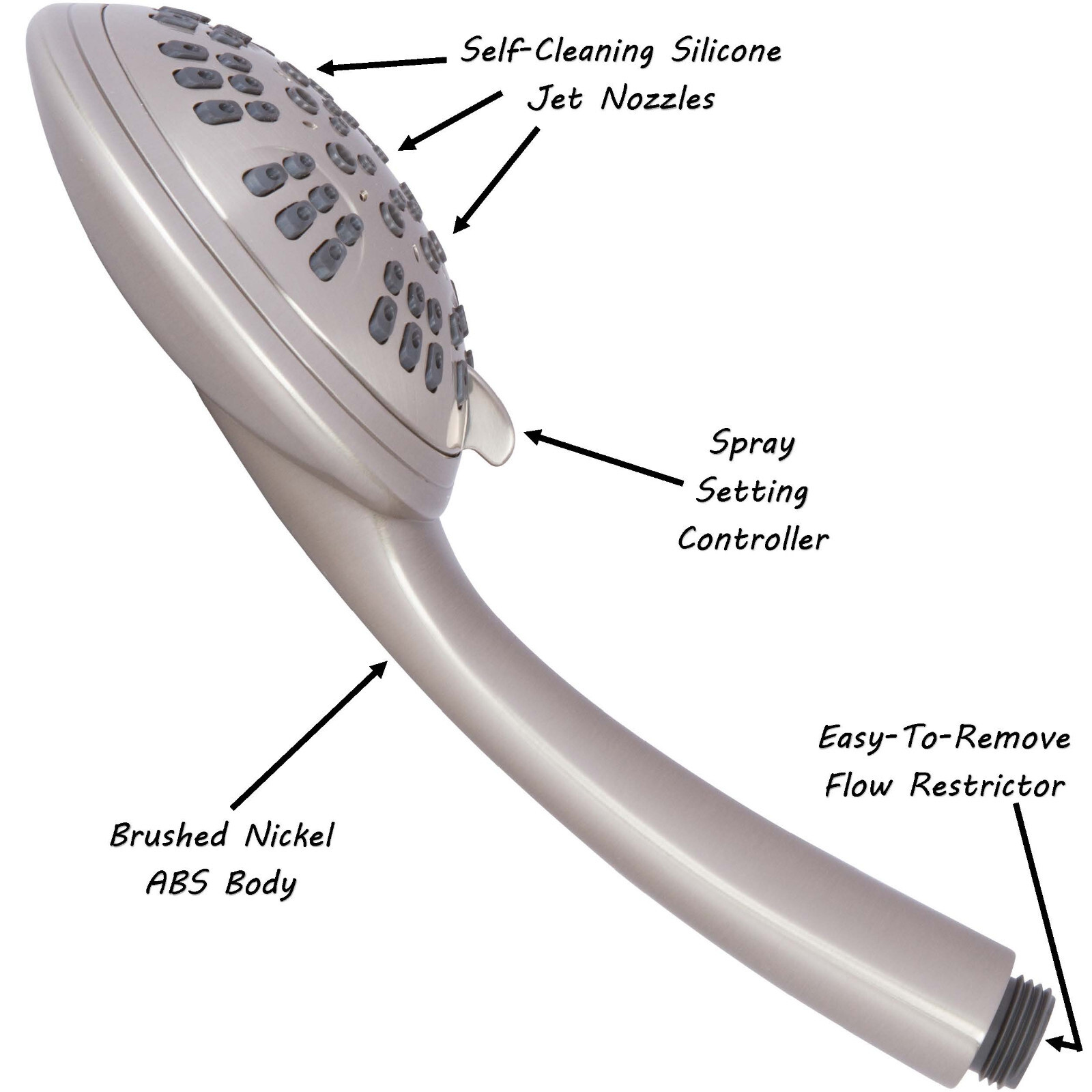 6 Function Handheld Shower Head Kit (Aqua Elegante) - Brushed Nickel - 2.5 GPM