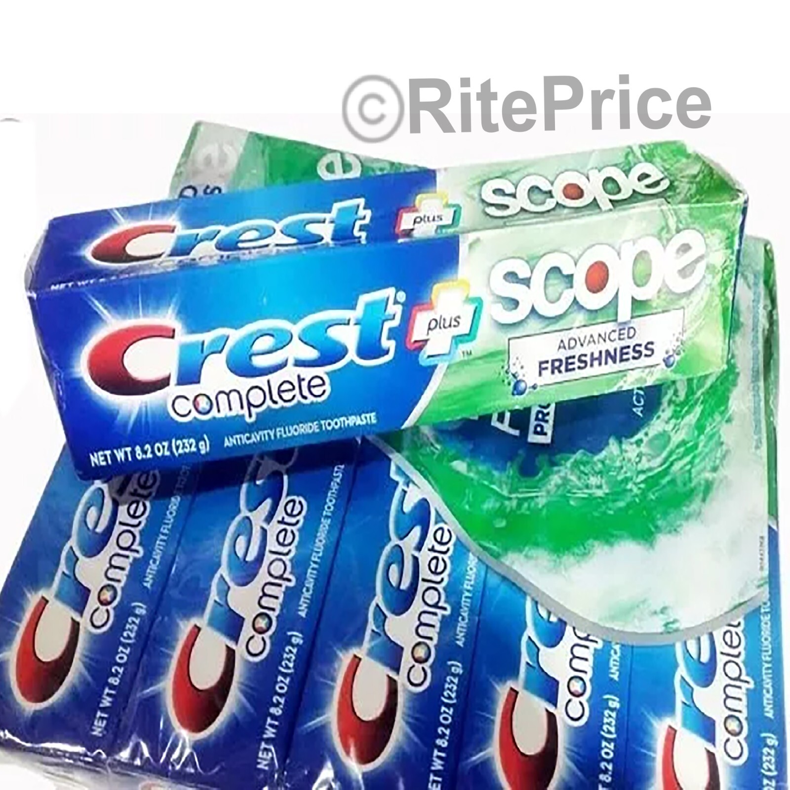 Crest Complete Plus Scope Advanced Freshness Toothpaste 8.2 Oz (5 Pack) - New