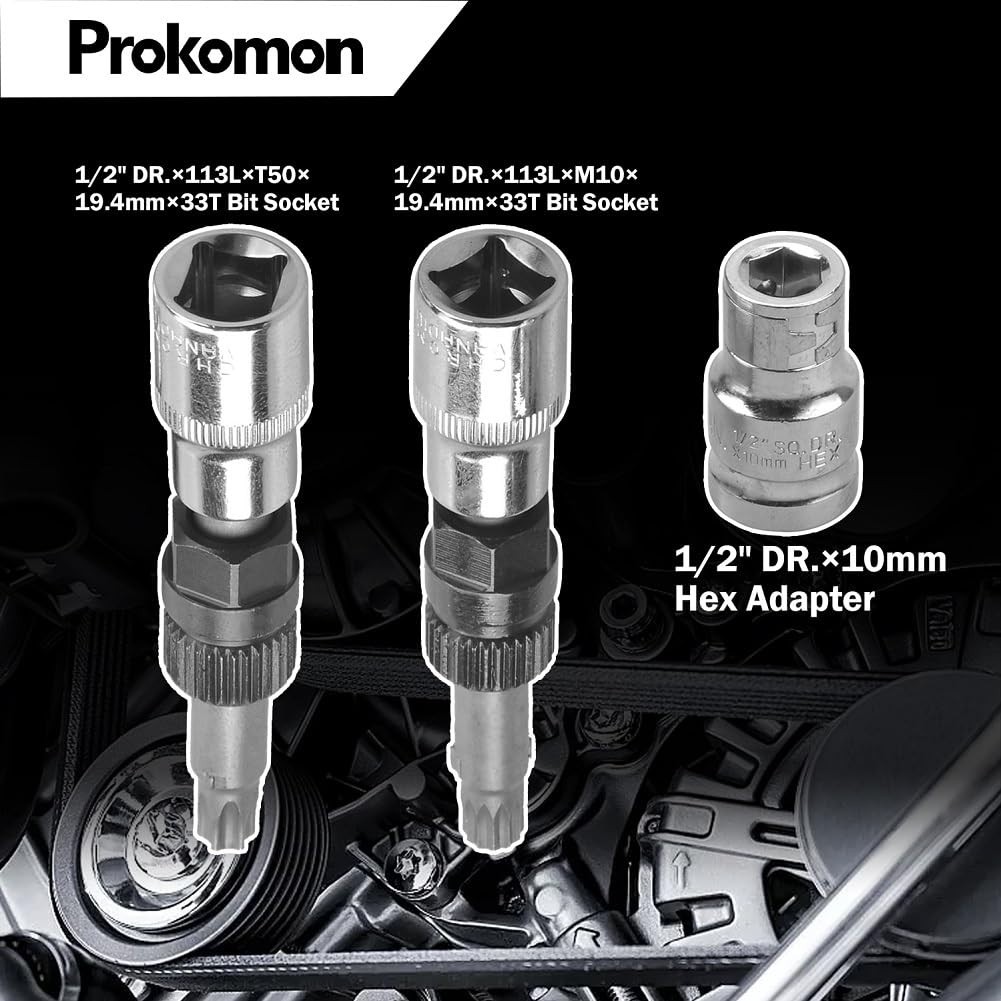 13-Piece Alternator Pulley Tool Kit - Car Pulley Removal & Decoupling Puller Set