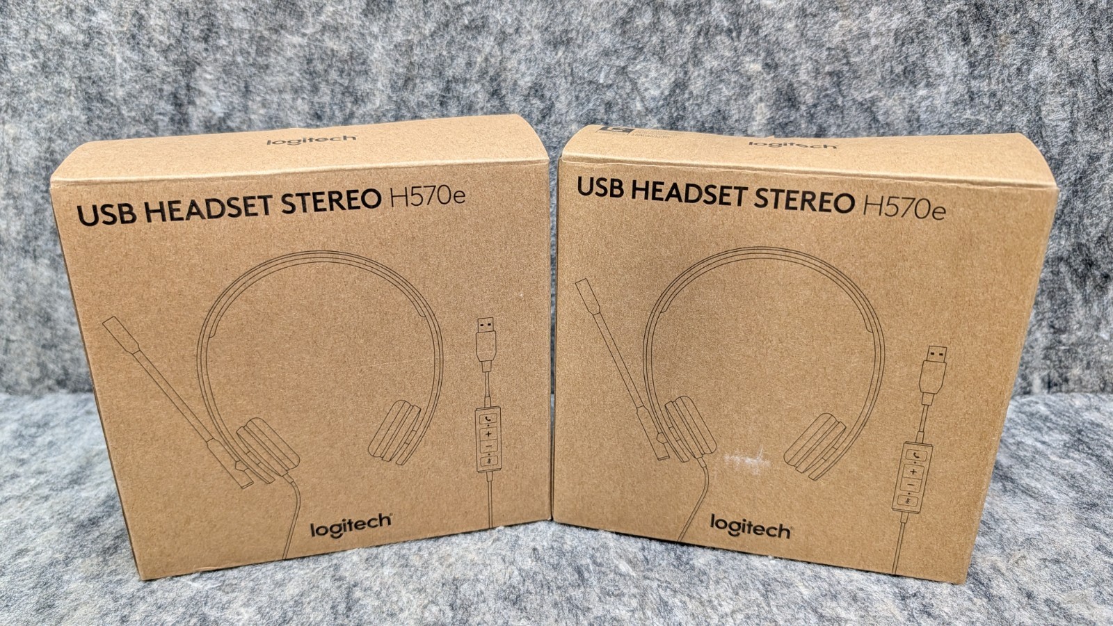 2 x Logitech H570e USB Stereo Headset Black Boom Mic Adjustable Headband