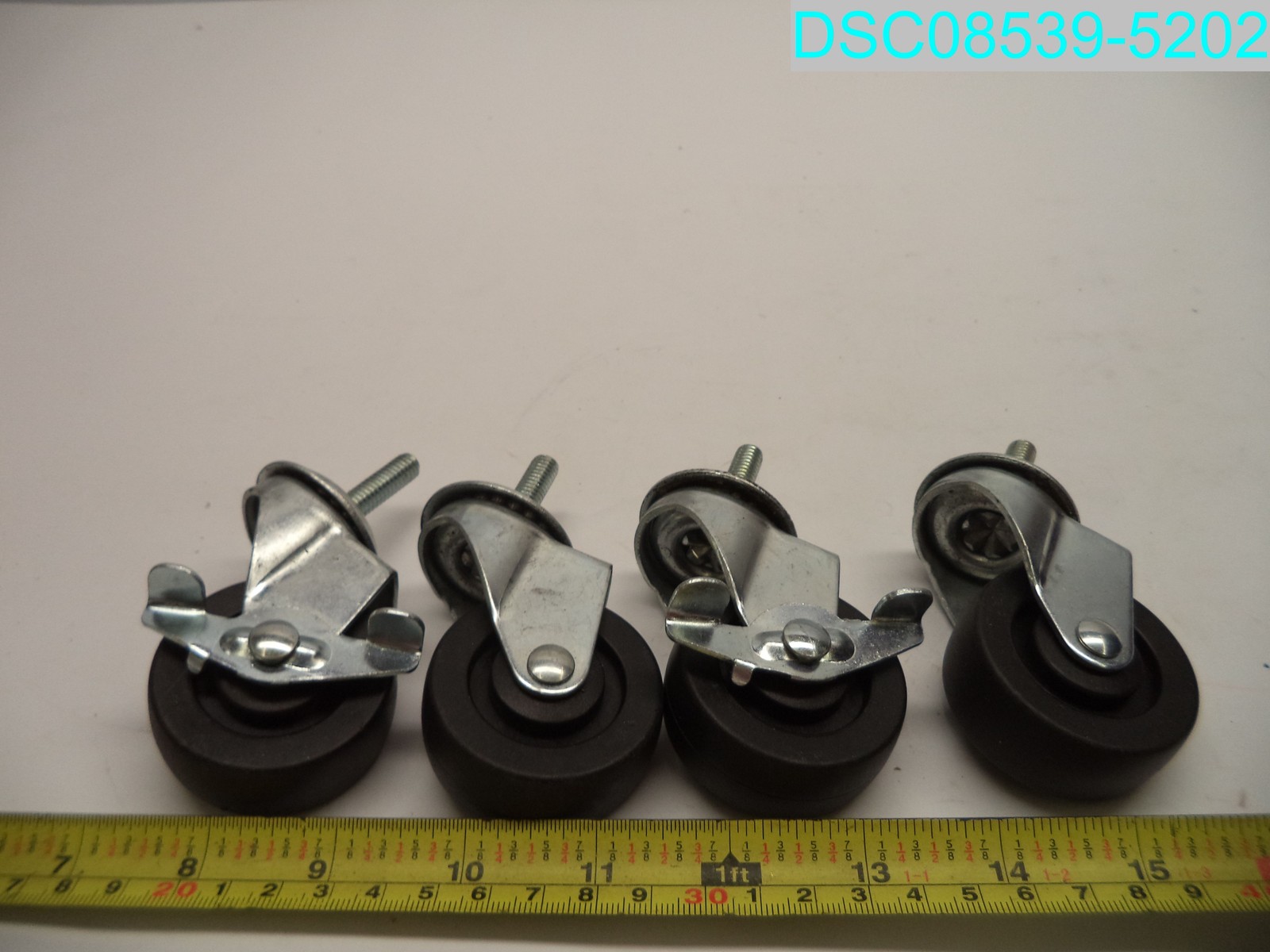 QTY=4: 2-3/4" H X 1-7/8" OD X 7/8"W Stem 5/16"-18 Swivel Caster Wheels 2 Locking