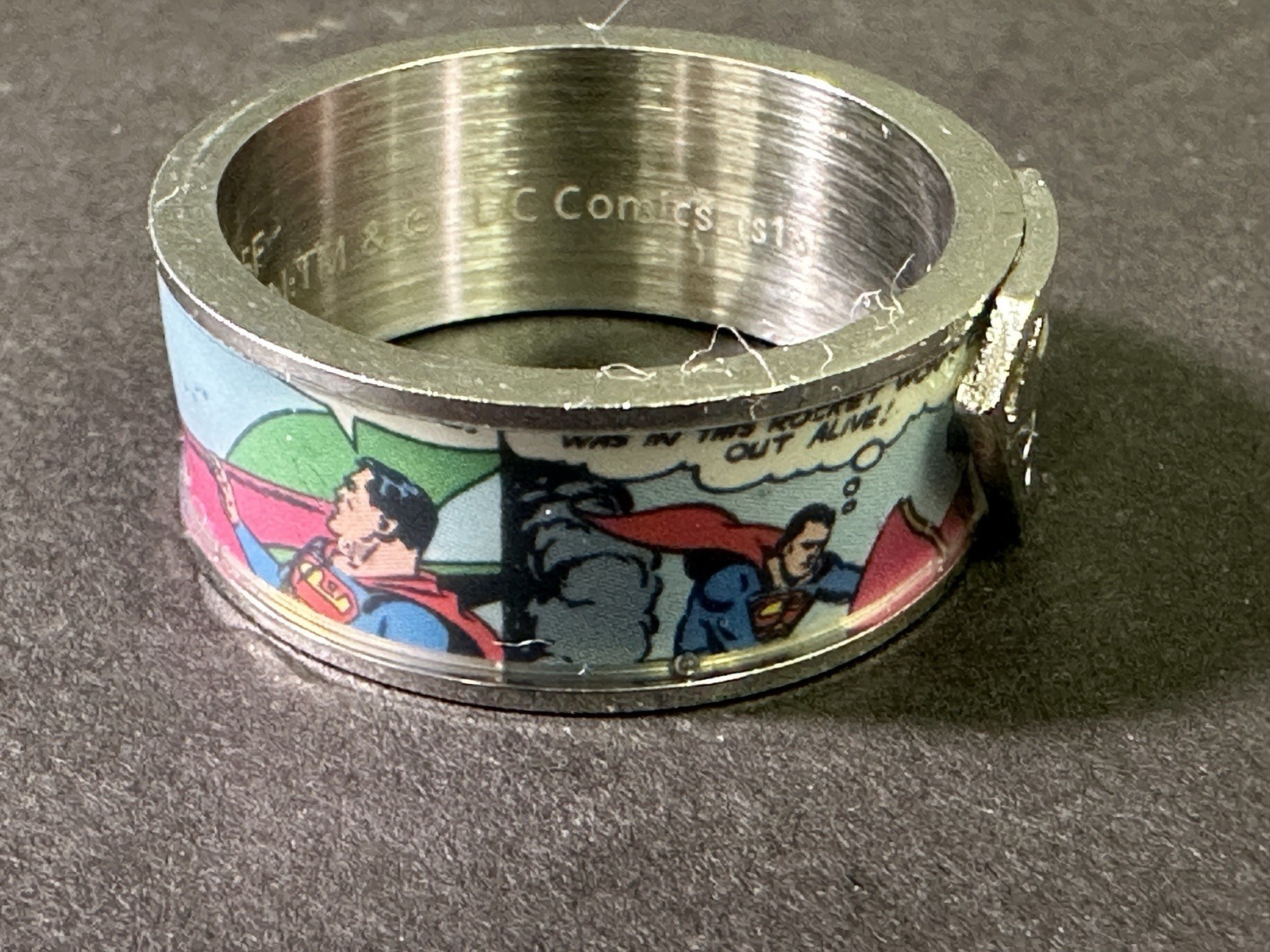Superman Comic Strip Ring - Stainless Steel - Superman Logo