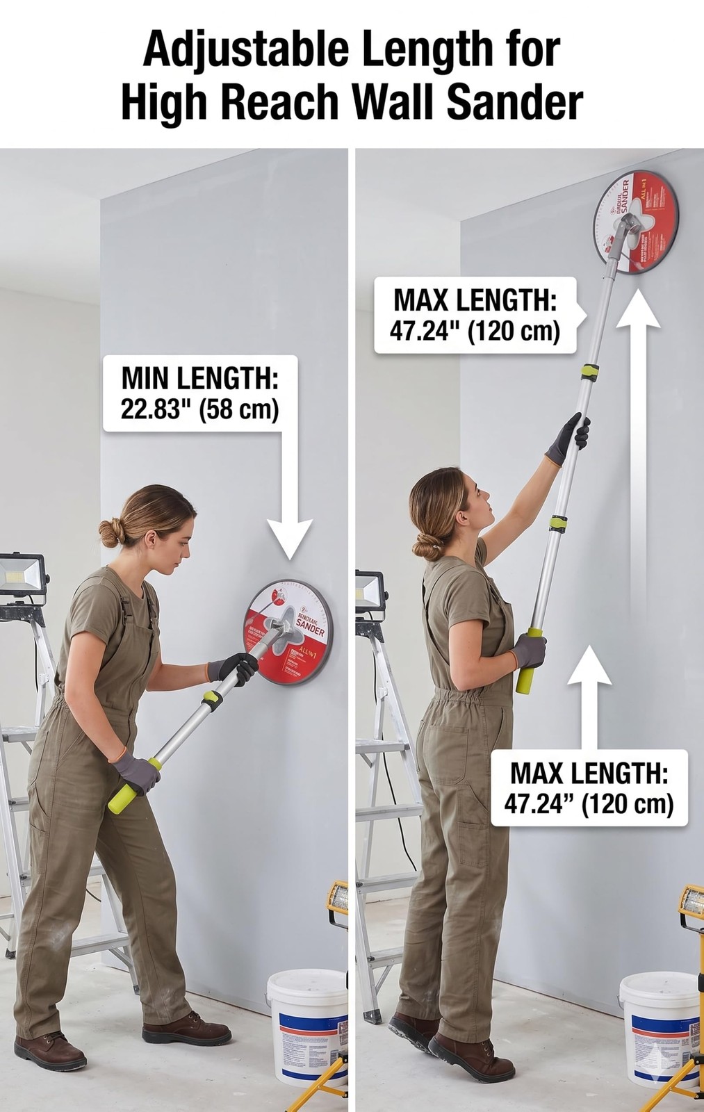 Aluminum Extendable Pole Sander & 10-Pack Sandpaper