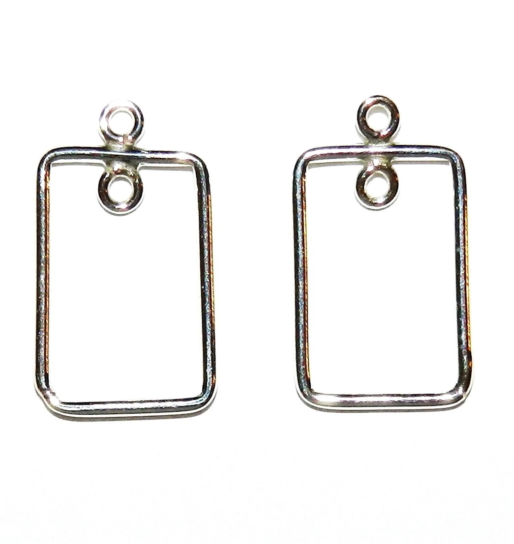 M6125 Sterling Silver Filled 15mm Rectangle Drop with 2-Loops Component 2pc