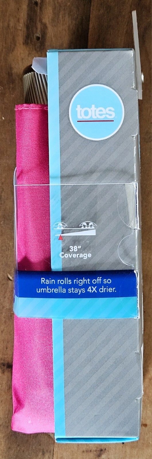 NWT Totes #08407 Magenta 38" Coverage Never Wet Umbrella in Original Packaging