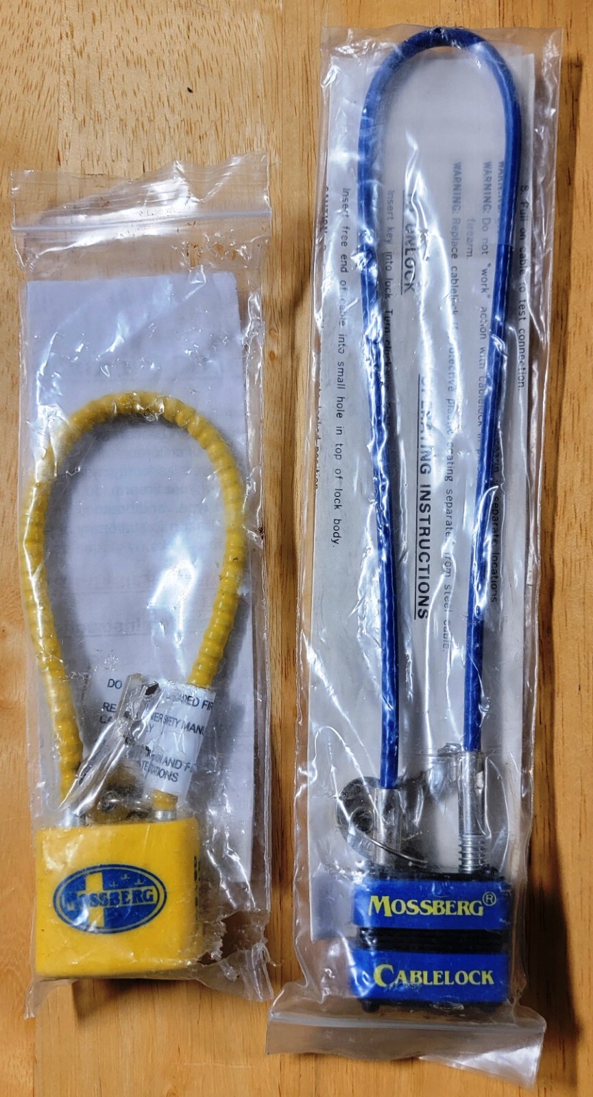2 New Mossberg 8" Yellow & 16" Blue CableLock Firearm Gun Safety Cable Locks
