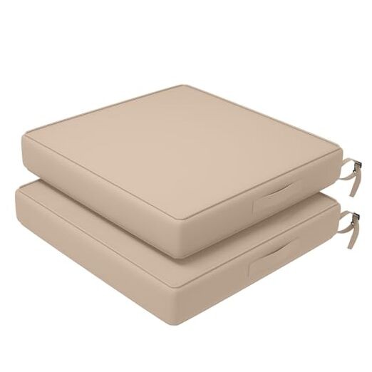 Amopatio Juego de 2 cojines para sillas de exterior 22x22x4 In | 2 Seat Beige