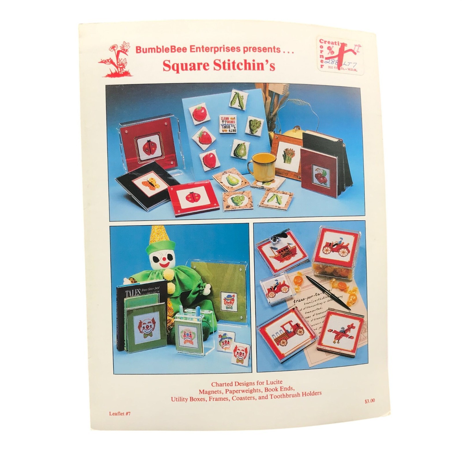 Vintage Cross Stitch Patterns, Square Stitchins Leaflet 7, BumbleBee Enterprises