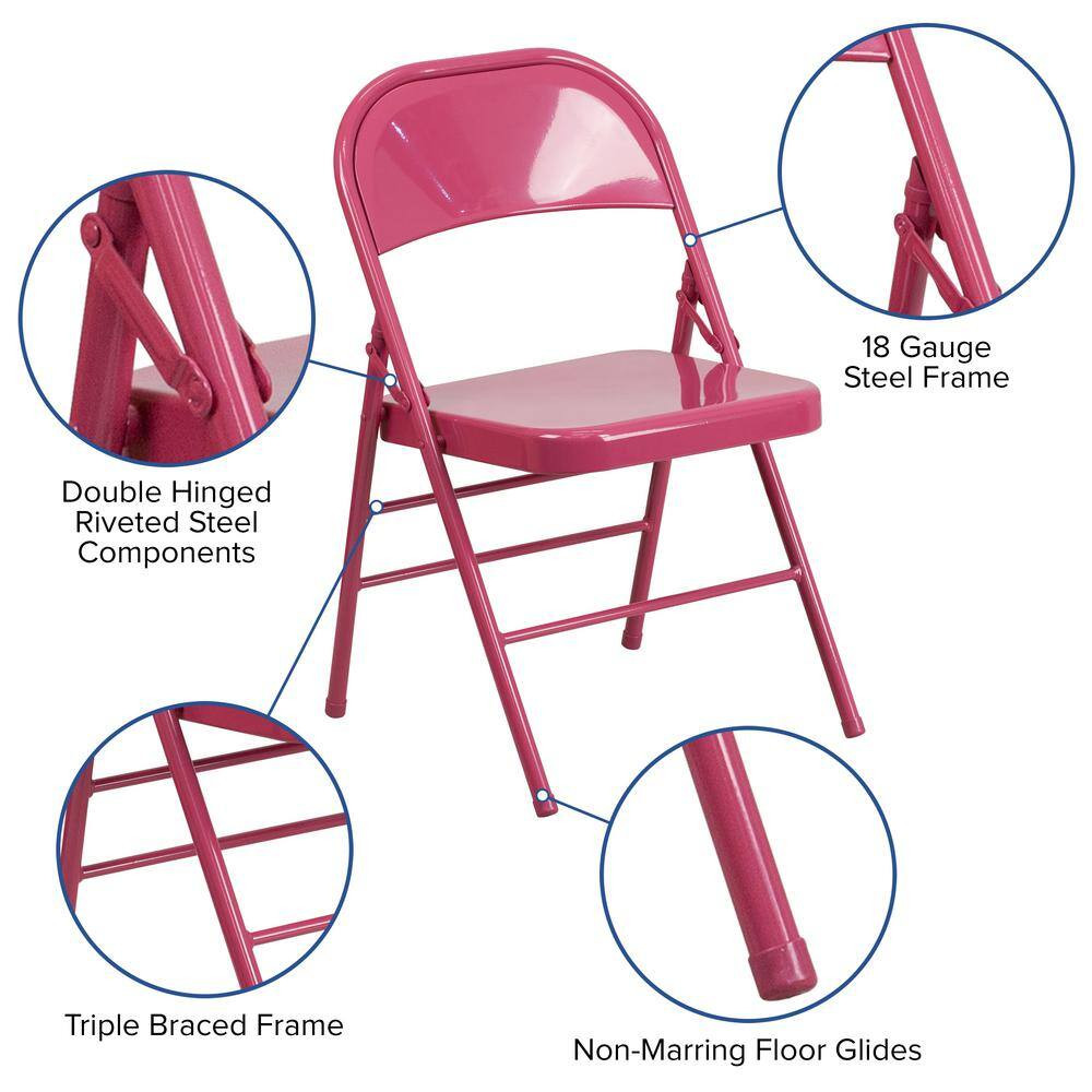 Shockingly Fuchsia Metal Folding Chair (4-Pack)