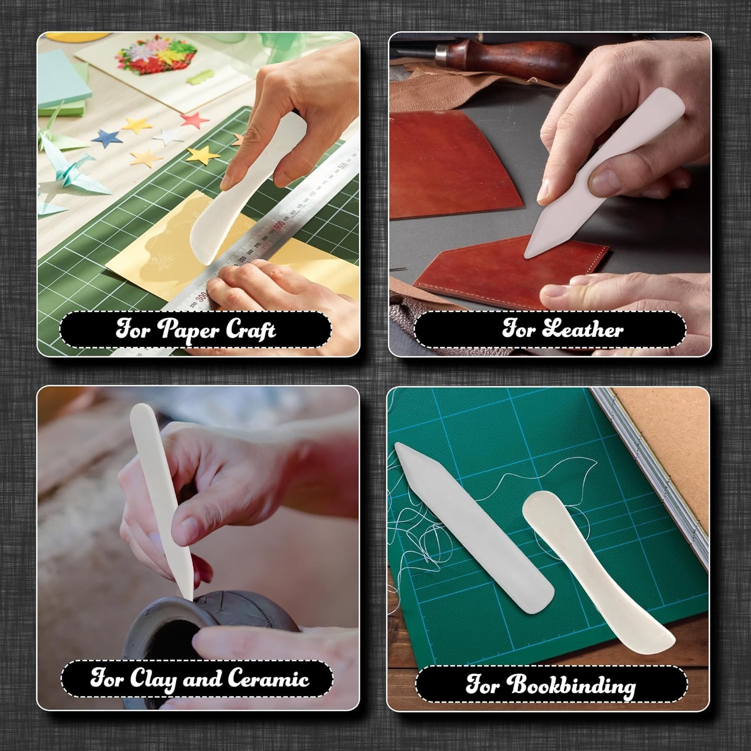 Bone folder and creaser tool 2 pack for paper and leather crafts