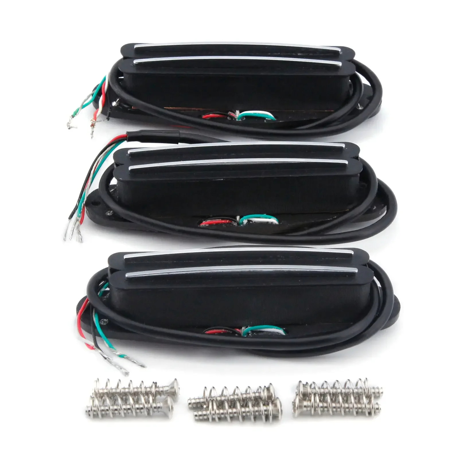 SSS ST Alnico 5 Guitar Double Track Pickup Set Neck+Middle+Bridge Black