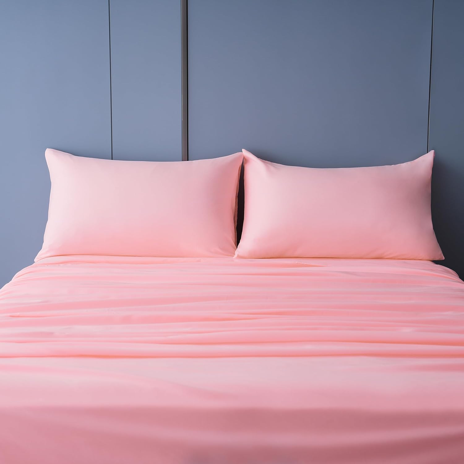 1800 Thread Count Microfiber Fade Resistant Bed Sheet Set, 4 Piece, Full, Blush
