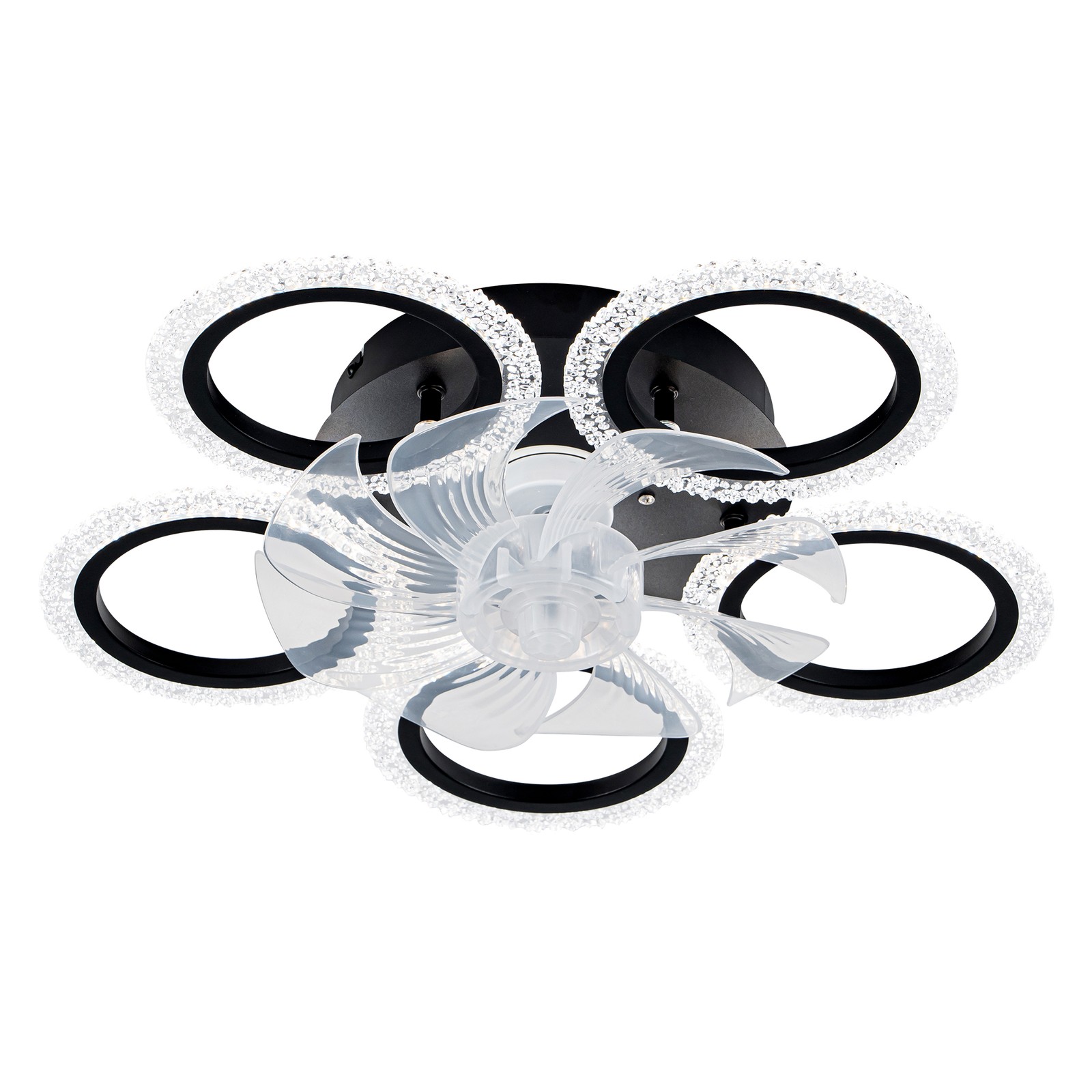 20''Modern Ceiling Fan Lights Remote Control.Black,6 Speeds 3 Light Color Low
