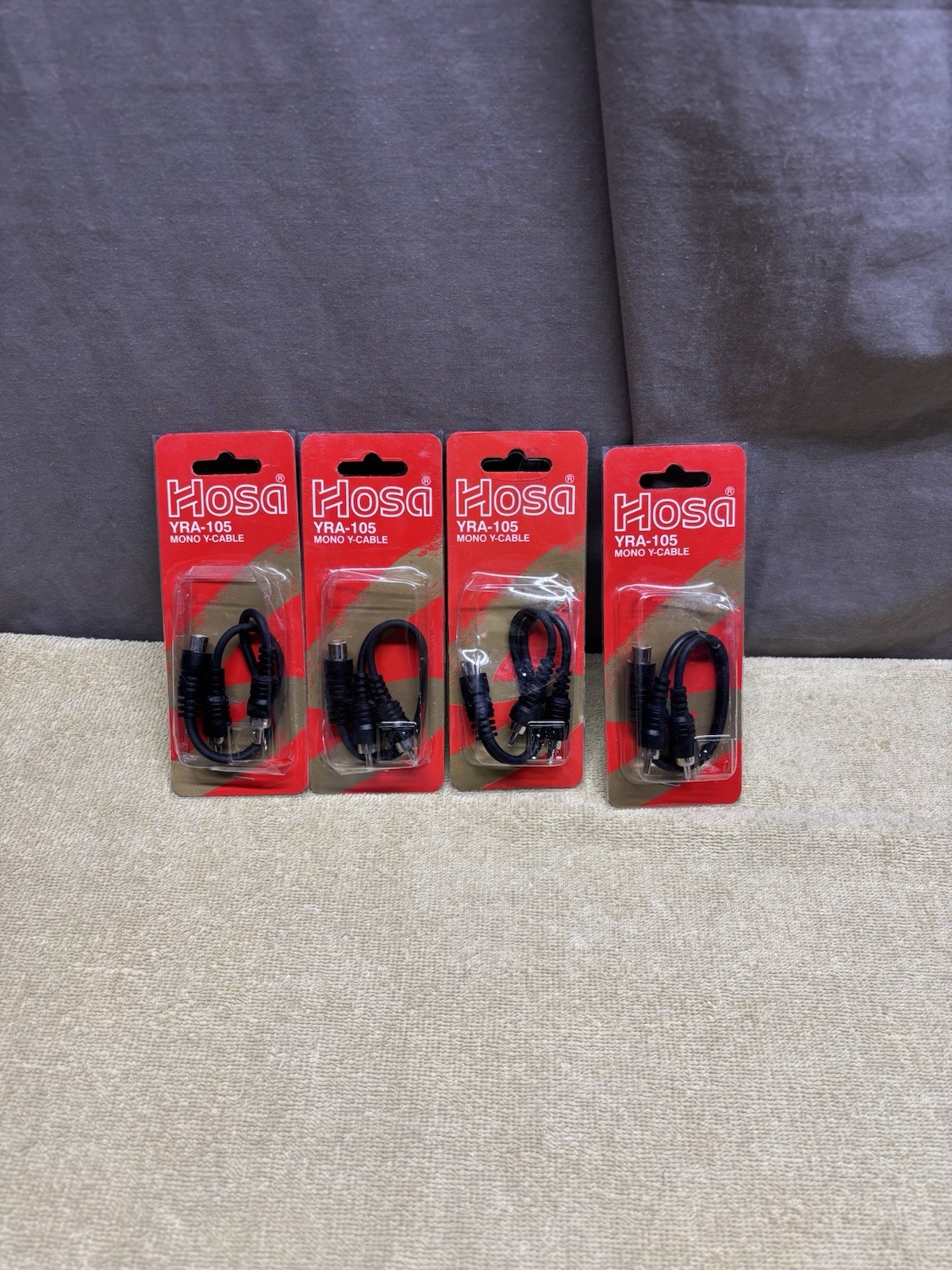 LOT OF 4  HOSA 1 FEMALE RCA TO 2 MALE JACKS Y CABLE ADAPTER CORD MONO SPLITTERS