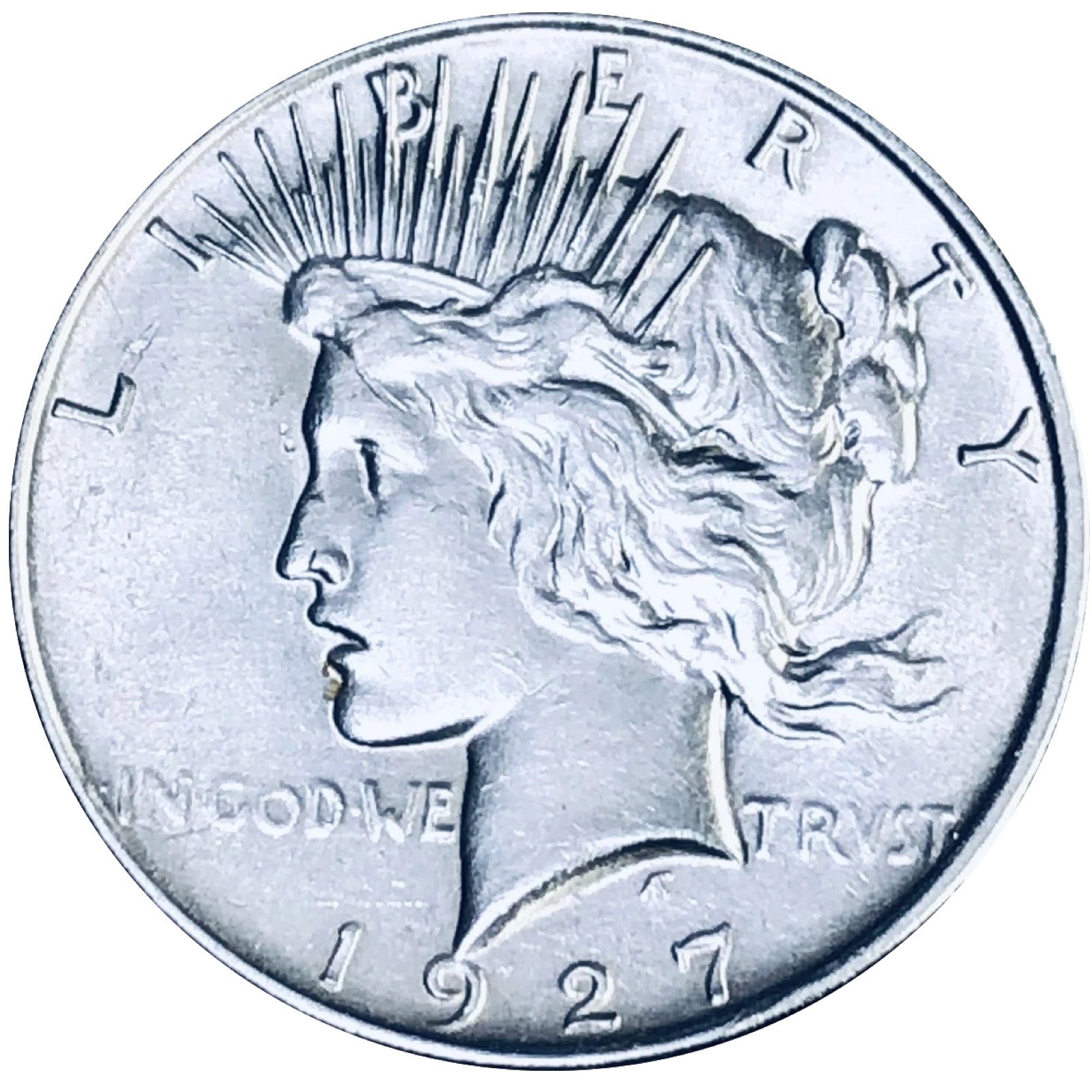 XF / AU 1927-D PEACE SILVER DOLLAR RARE KEY DATE!