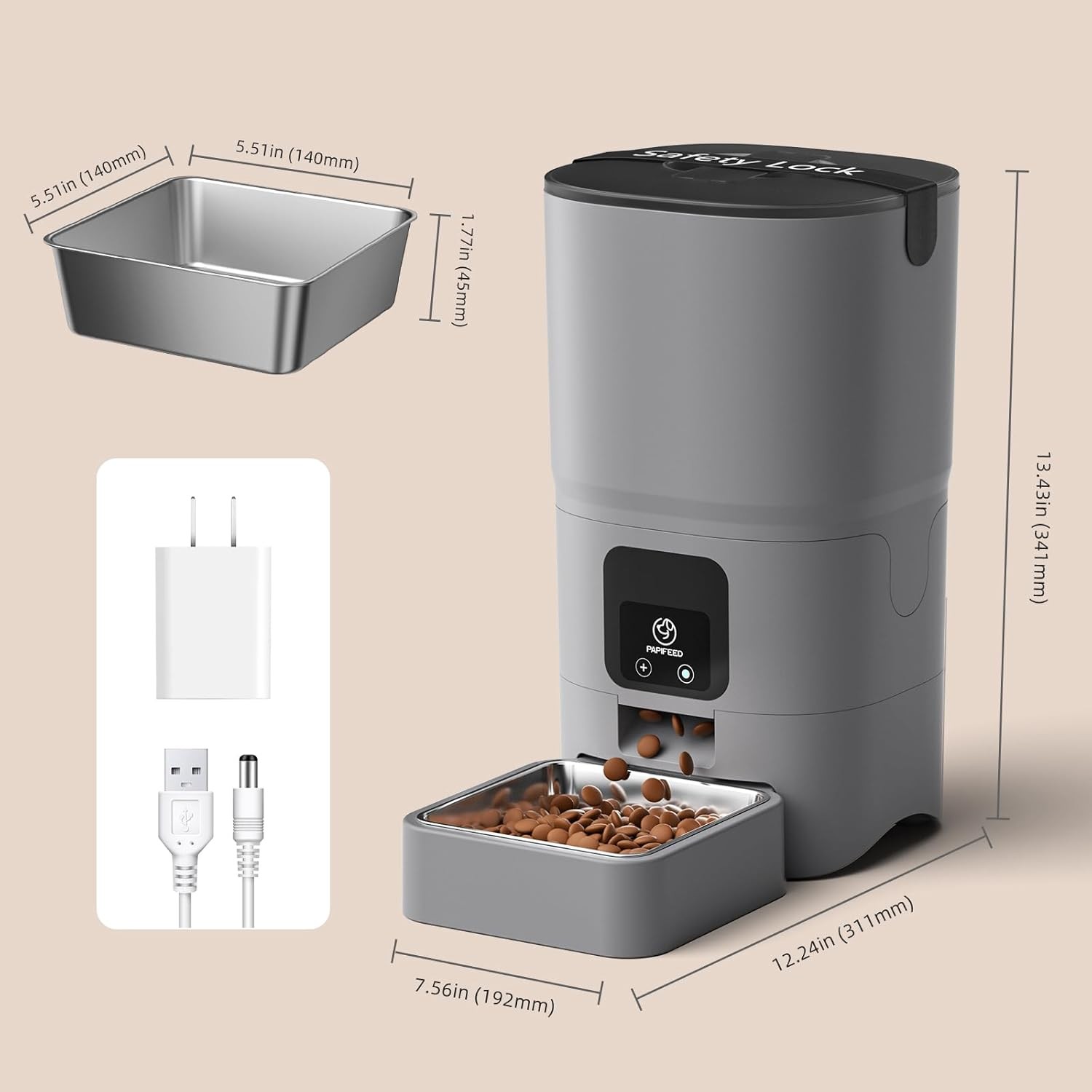 PAPIFEED Automatic Cat Feeder Upgrade, WiFi Pet Feeder with APP Control for Remo