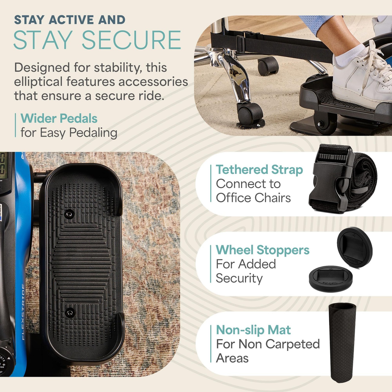 Lifepro Portable Elliptical Exercise Machine Under Desk - Motorized Pedal Exerc-