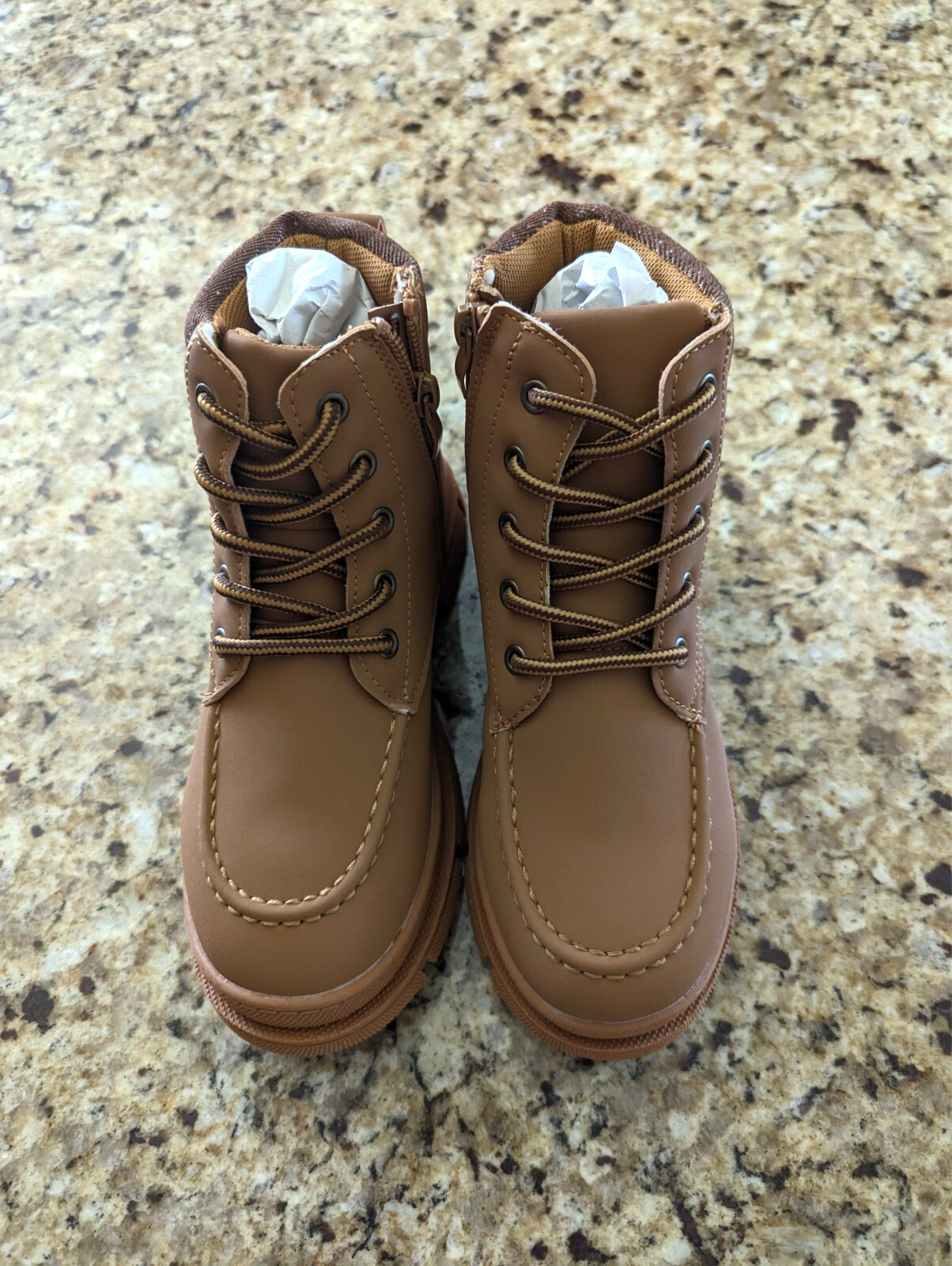 FabKids Kids Cuff Lace Up Boot Brown size Youth 13