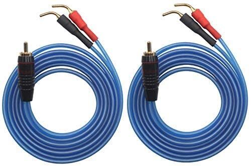 V1-W2 18 Gauge OFC Speaker Wire Pair with RCA Male White & Red to 2 Pair Pin ...